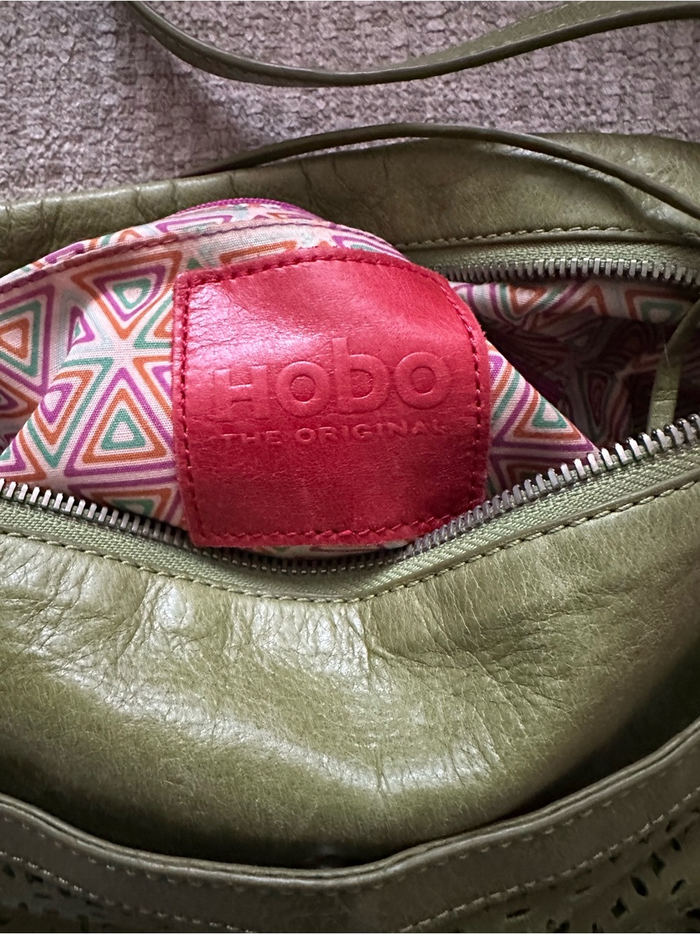 HOBO Olive Green Laser-Cut Crossbody Bag - Picture 2 of 3